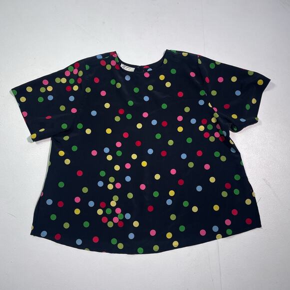Vintage 80's Polkadot Two Piece Top Skirt Set / Sz L/XL Plus Size / Retro - Picture 2 of 7